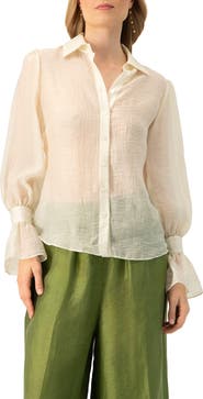 IVONNE See-Through Long Sleeve Shirt With Wide Cuffs