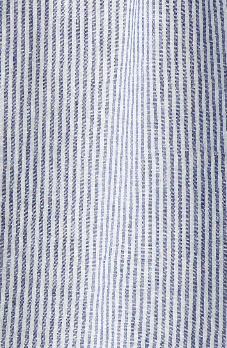 Sunspel Stripe Short Sleeve Linen Button-Up Shirt, Alternate, color, 