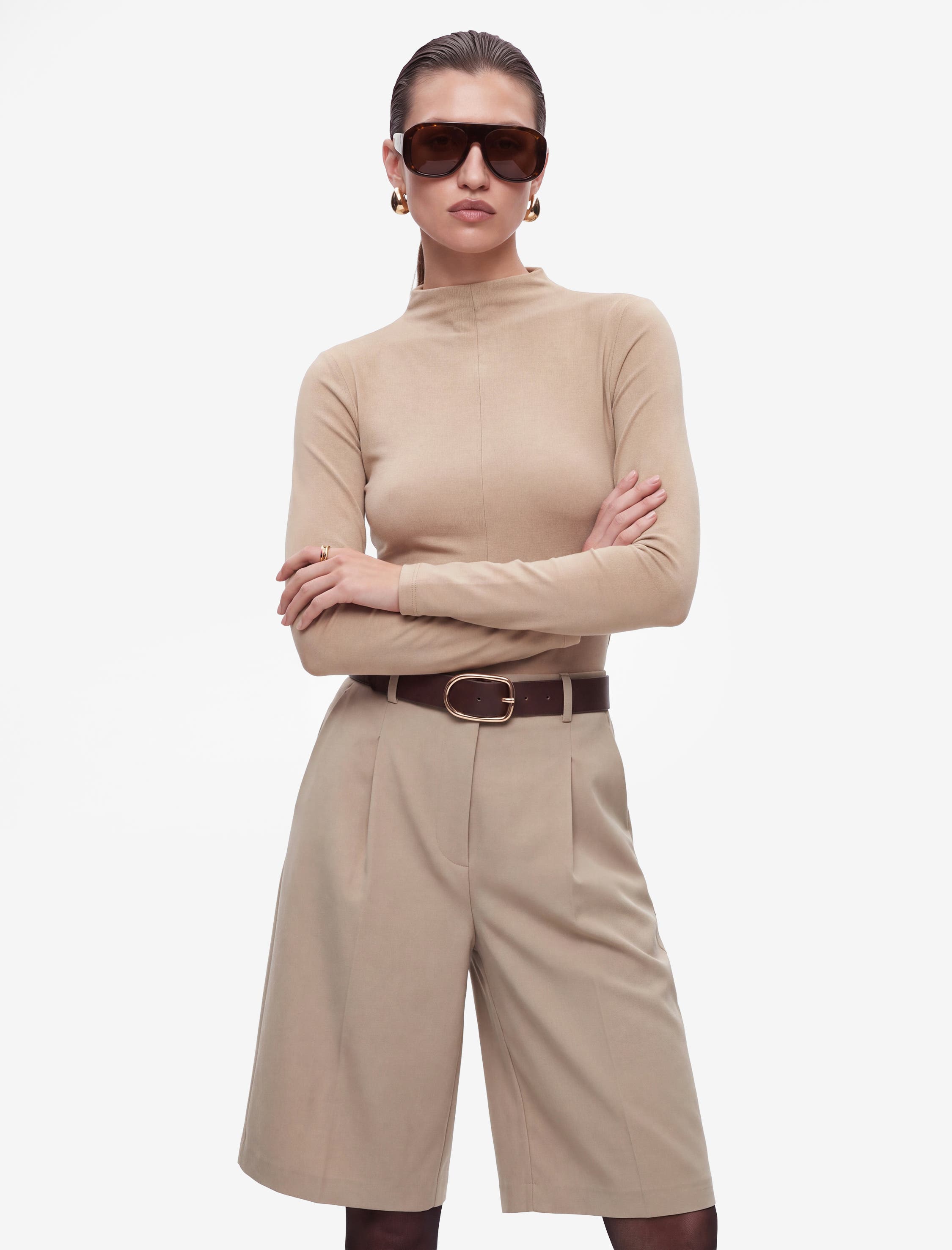 Koton Slim Long Sleeve Funnel Neck T-shirt (Women) | Nordstrom
