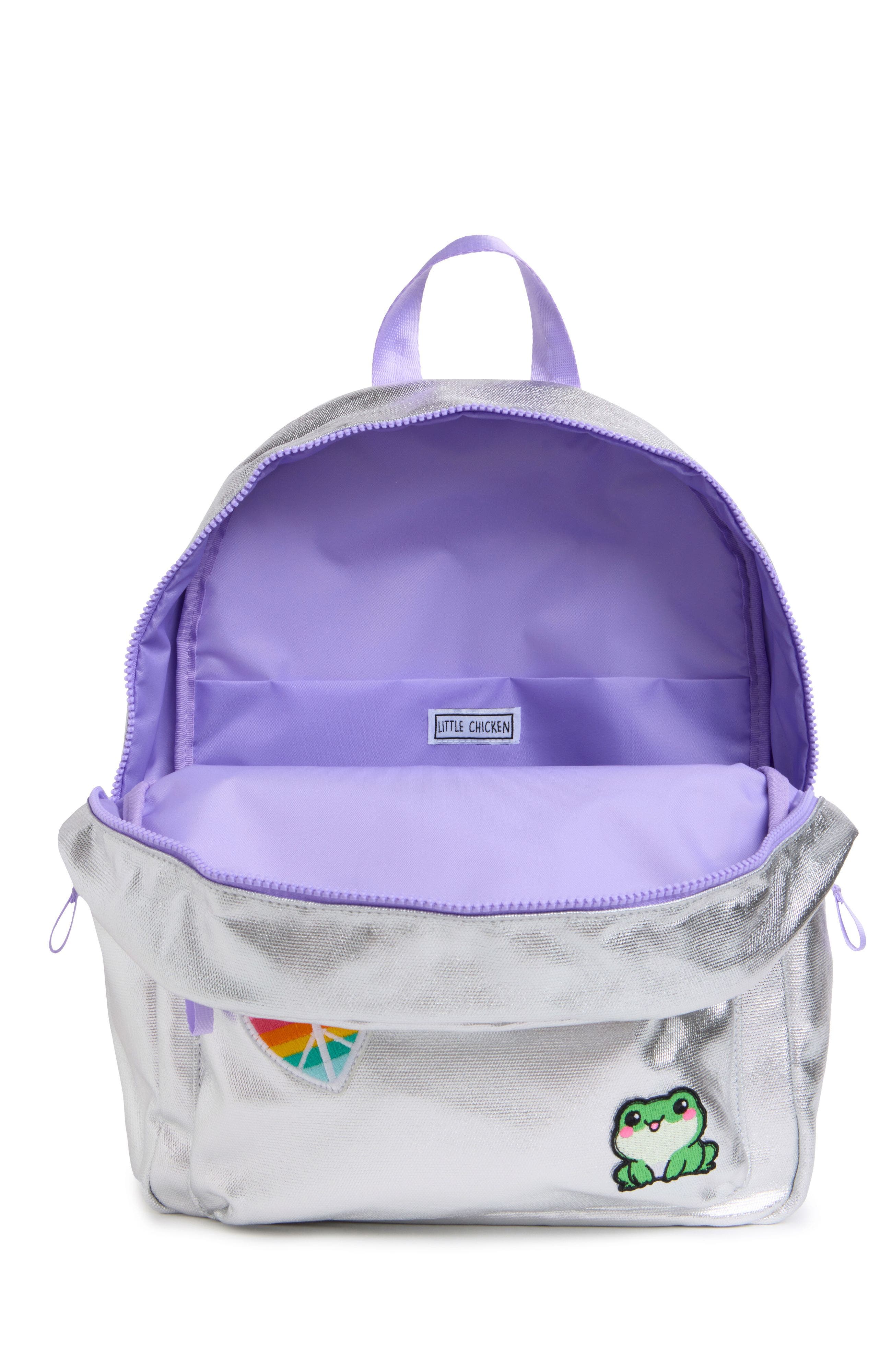 Kids' Metallic Canvas Patch Backpack, Alternate, color, Metallic Multi