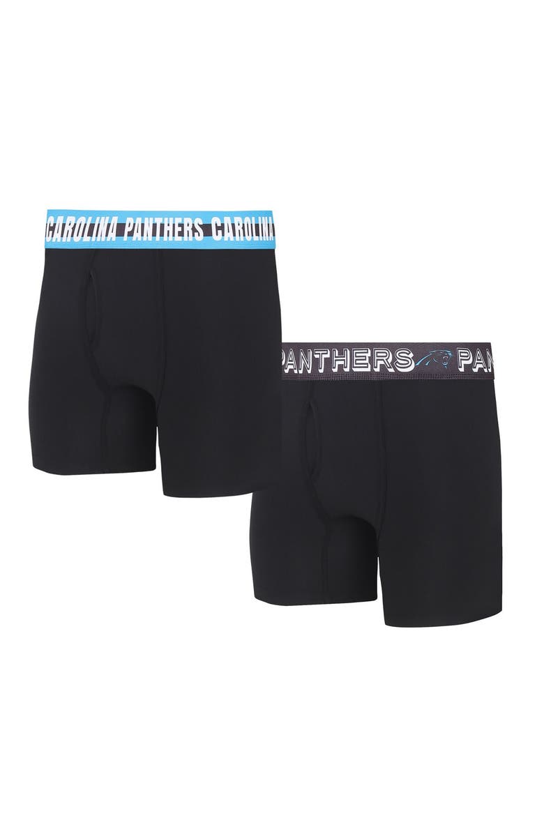 CONCEPTS SPORT Men's Concepts Sport Carolina Panthers Gauge Knit Boxer Brief Two-Pack, Alternate, color, Black
