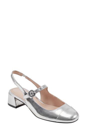 Marc Fisher Ltd Martie Slingback Mary Jane Pump In Silver