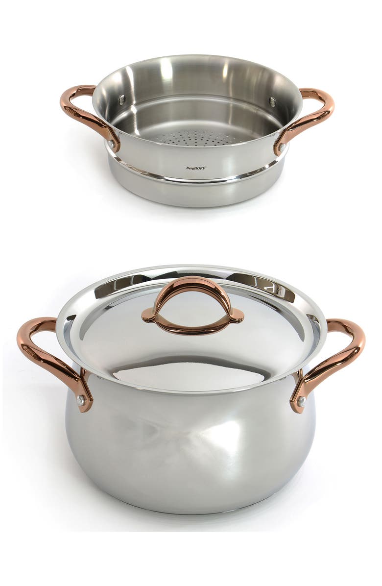 BergHOFF Ouro Gold 3-Piece Steamer Set, Main, color, Silver