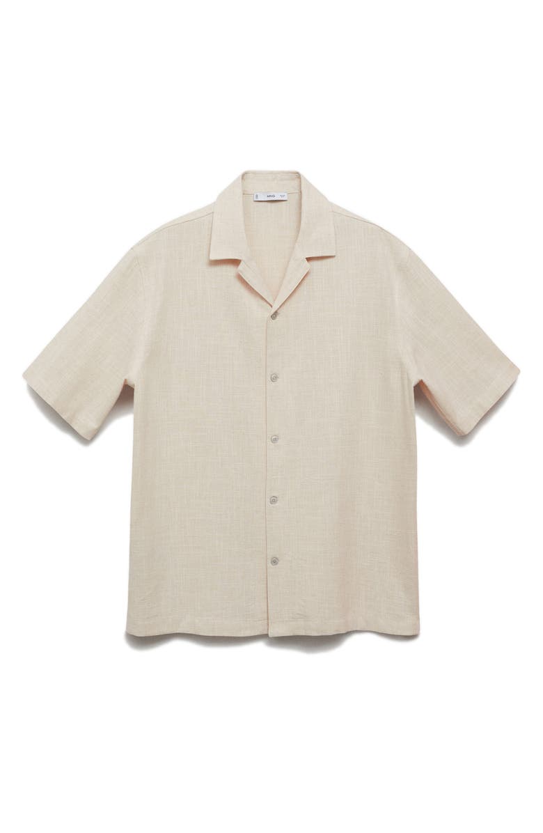MANGO Cotton & linen Camp Shirt, Alternate, color,