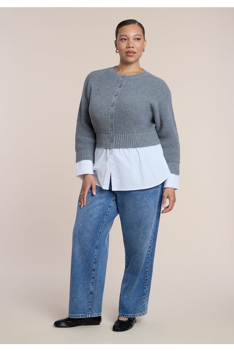 Cardigan Twofer Top, Alternate, color, CHARCOAL GREY