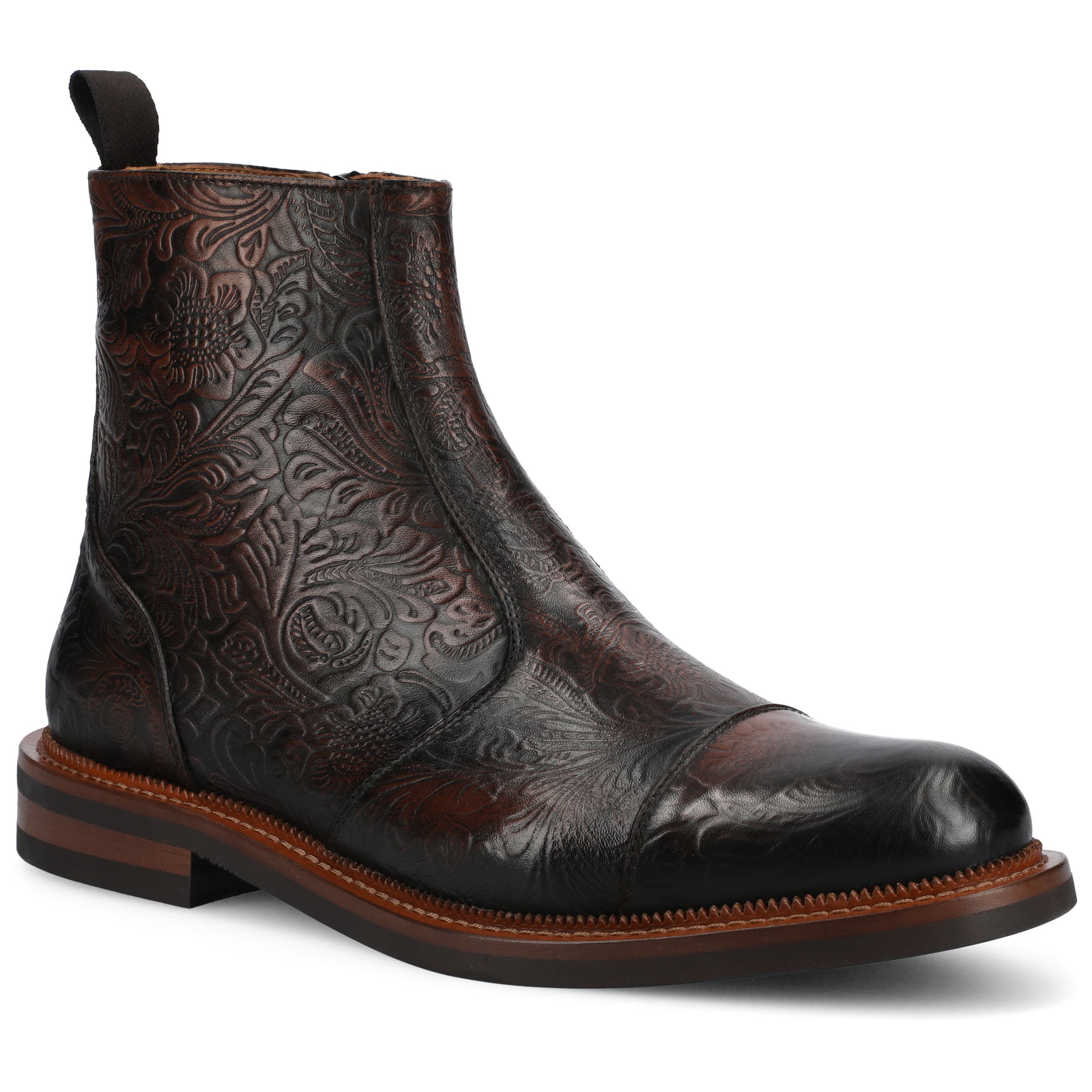 TAFT Men's Lewis Side-zip Boot, Main, color, Brown Floral