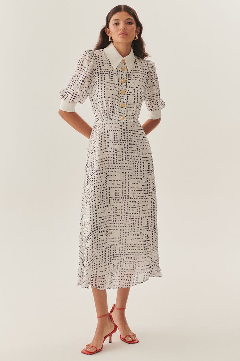 Sawyer Midi Dress, Alternate, color, BLUE-WHITE