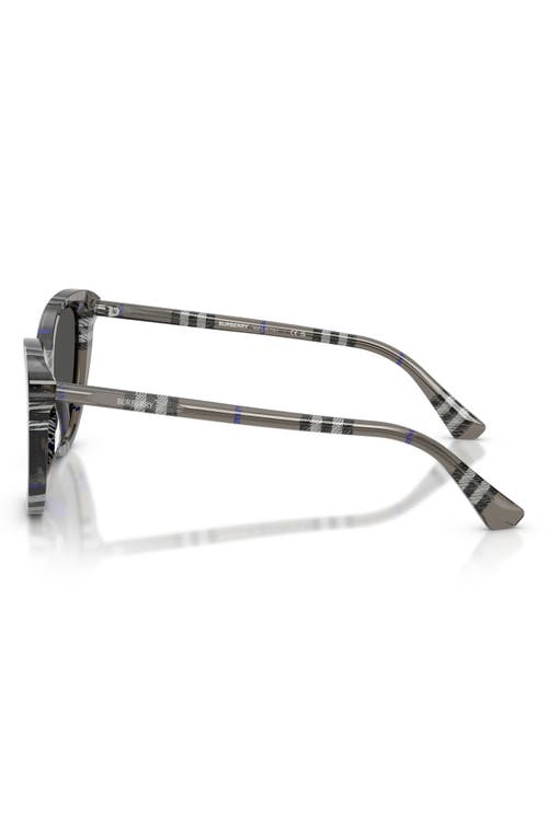 Burberry 55mm Cat Eye Sunglasses In Check Lichen/dark Grey