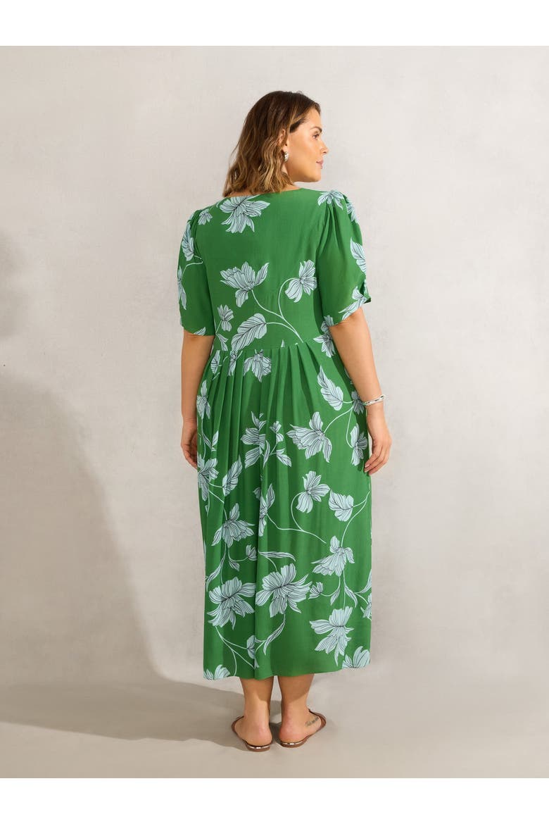 Floral Print Lace Up Dress, Alternate, color, Green