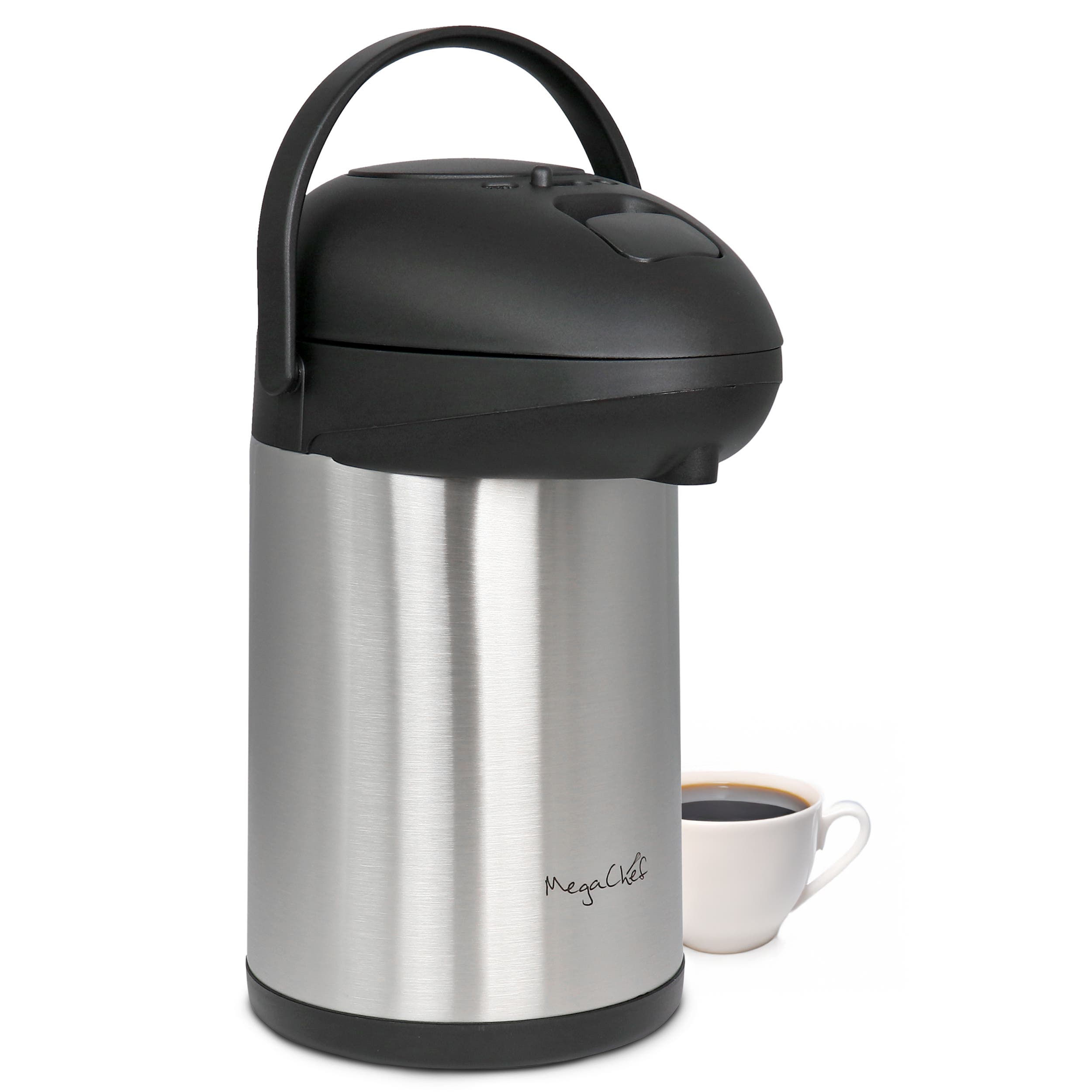 Megachef 3.17 Quart Stainless Steel Vacuum Body Pump Cap Air Pot In Black