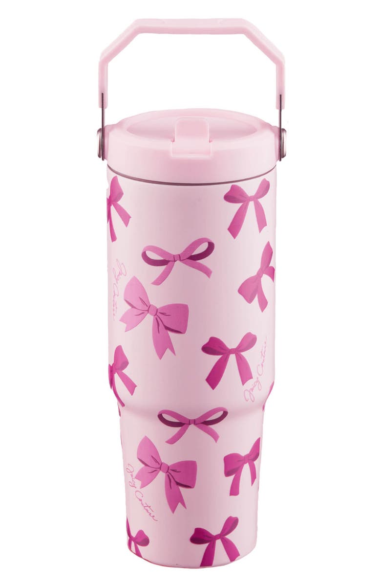 Juicy Couture 30-Ounce Stainless Steel Flip Sip Water Tumbler, Main, color, Tossed Pink Bows