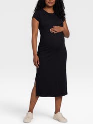 MOTHERHOOD MATERNITY Rib Knit Short Sleeve Raglan Midi Dress