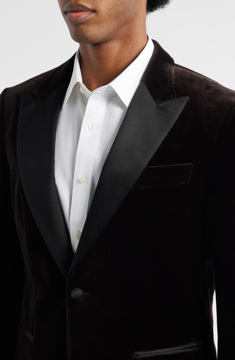 BOSS Hutson Cotton Velvet Dinner Jacket, Alternate, color, Dark Brown