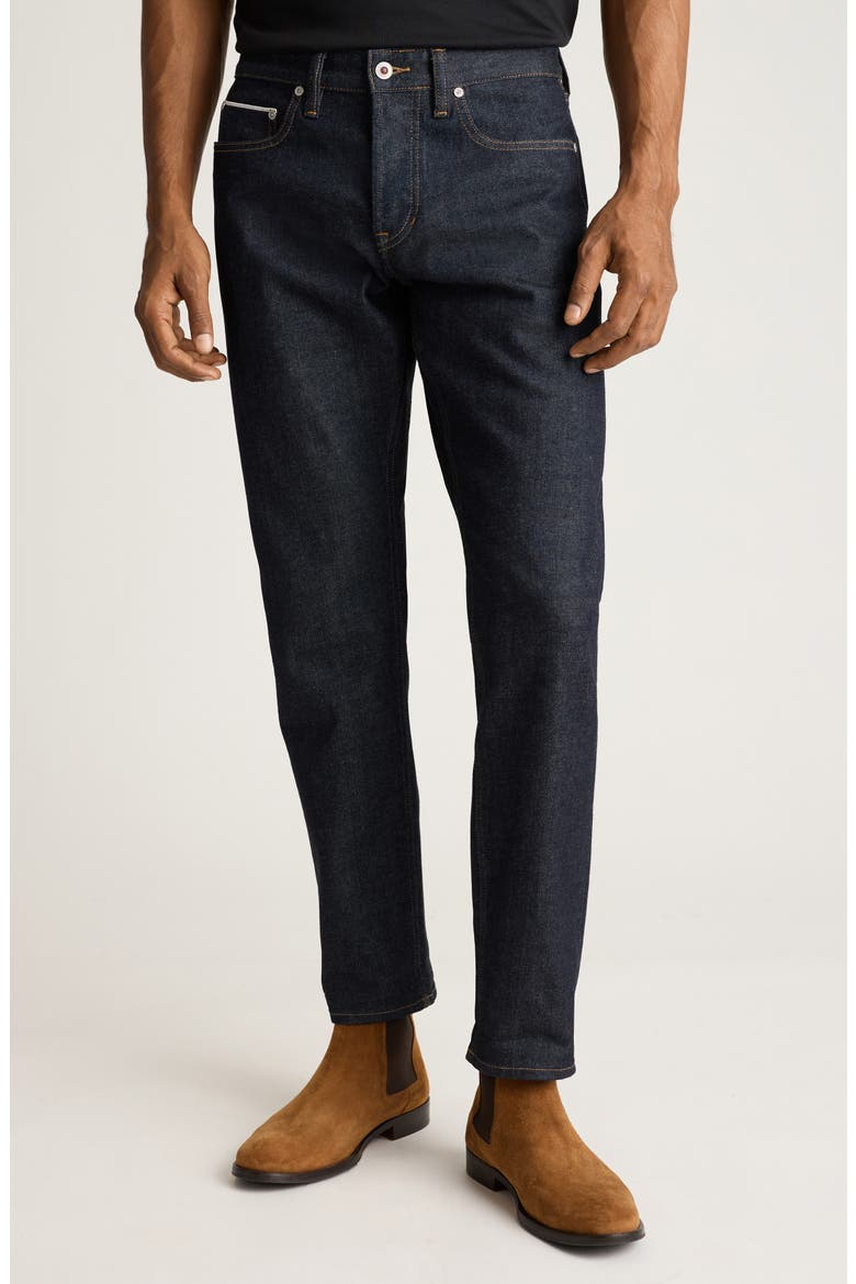 Japanese Stretch Selvedge Straight Leg Jeans, Main, color, RINSE WASH
