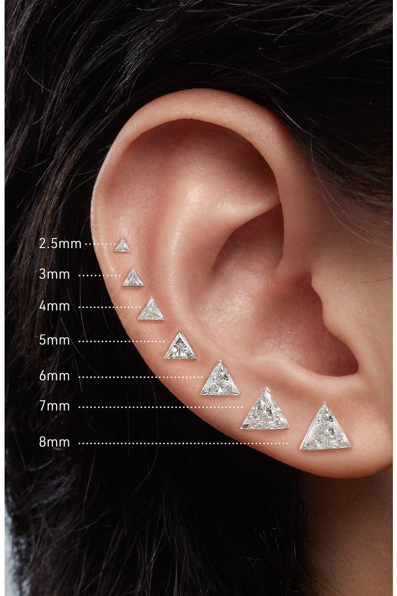 Single Invisible Set Triangle Diamond Earring, Alternate, color, WHITE GOLD