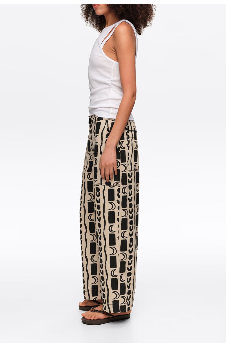 Bimba y Lola Moon Stripes Straight-Leg Trousers With Elasticated Waist, Alternate, color, Moon Stripes White