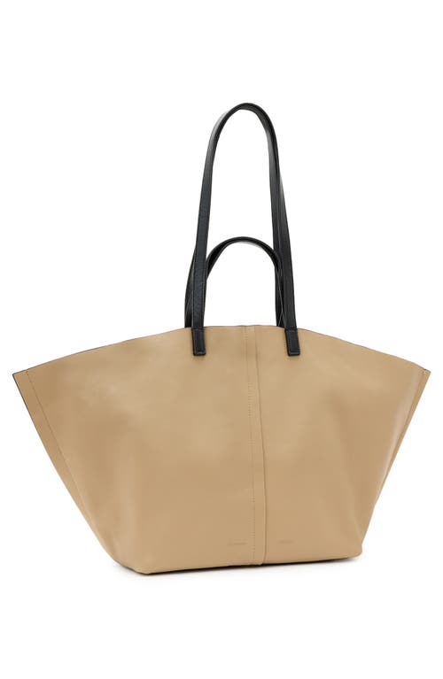 Shop Allsaints Phoenix Leather East/west Tote In Mink Brown