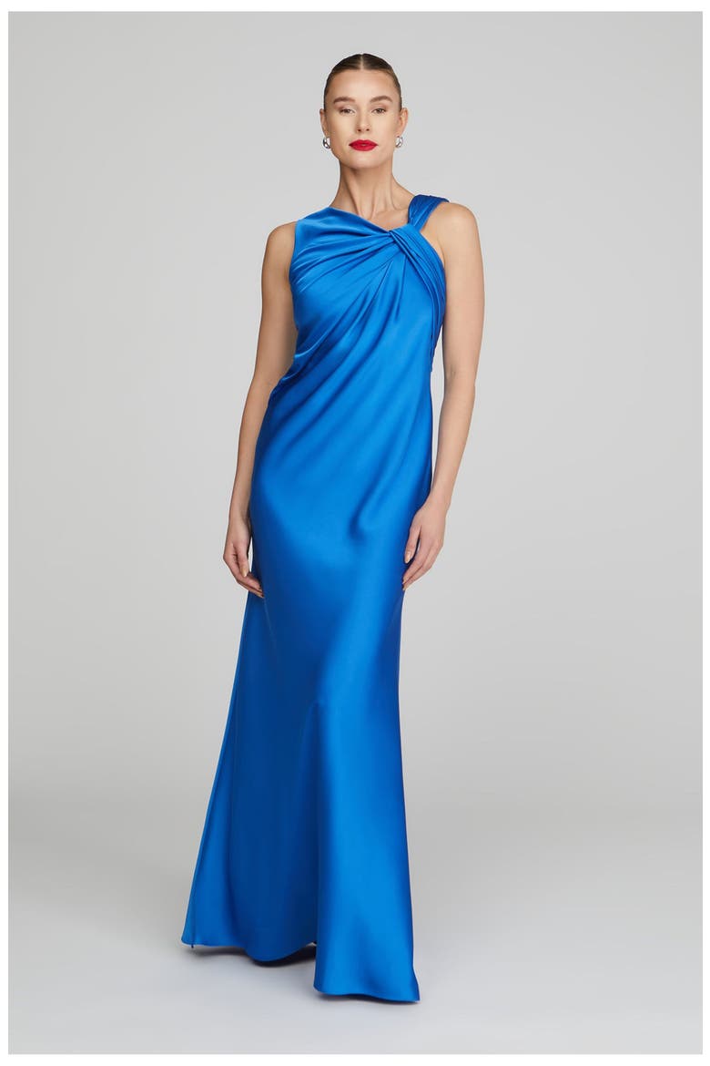 Francine Satin Gown, Alternate, color, Oceanic Blue