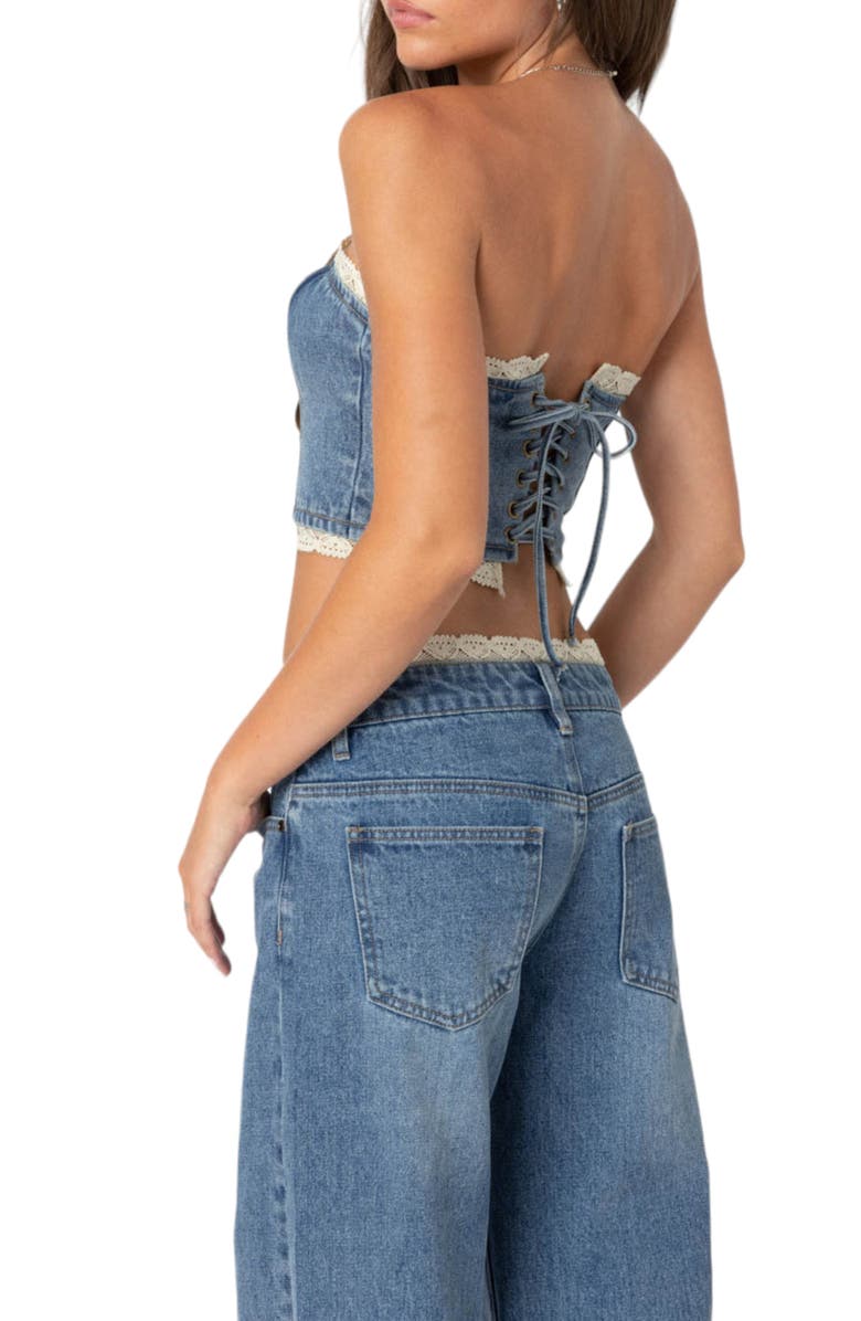 Karlie Lace Trim Denim Tube Top