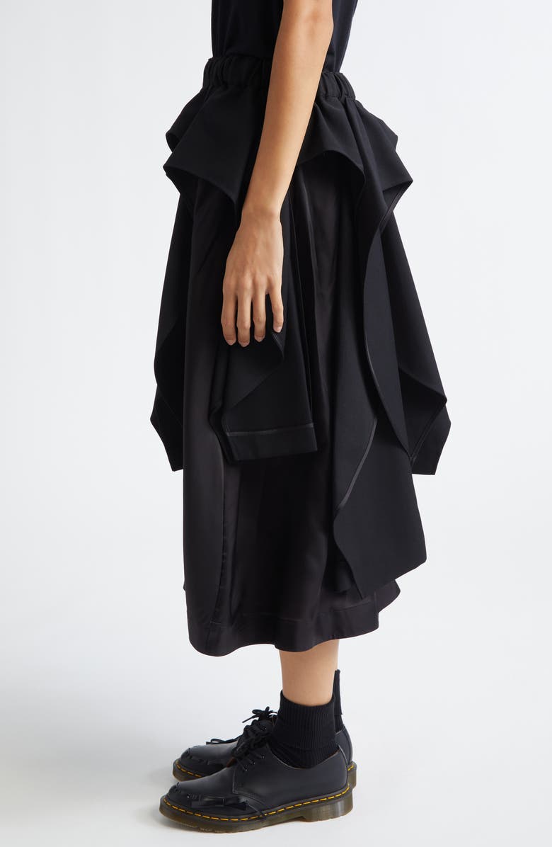 Noir Kei Ninomiya Deconstructed Wool Gabardine Midi Skirt, Alternate, color, Black