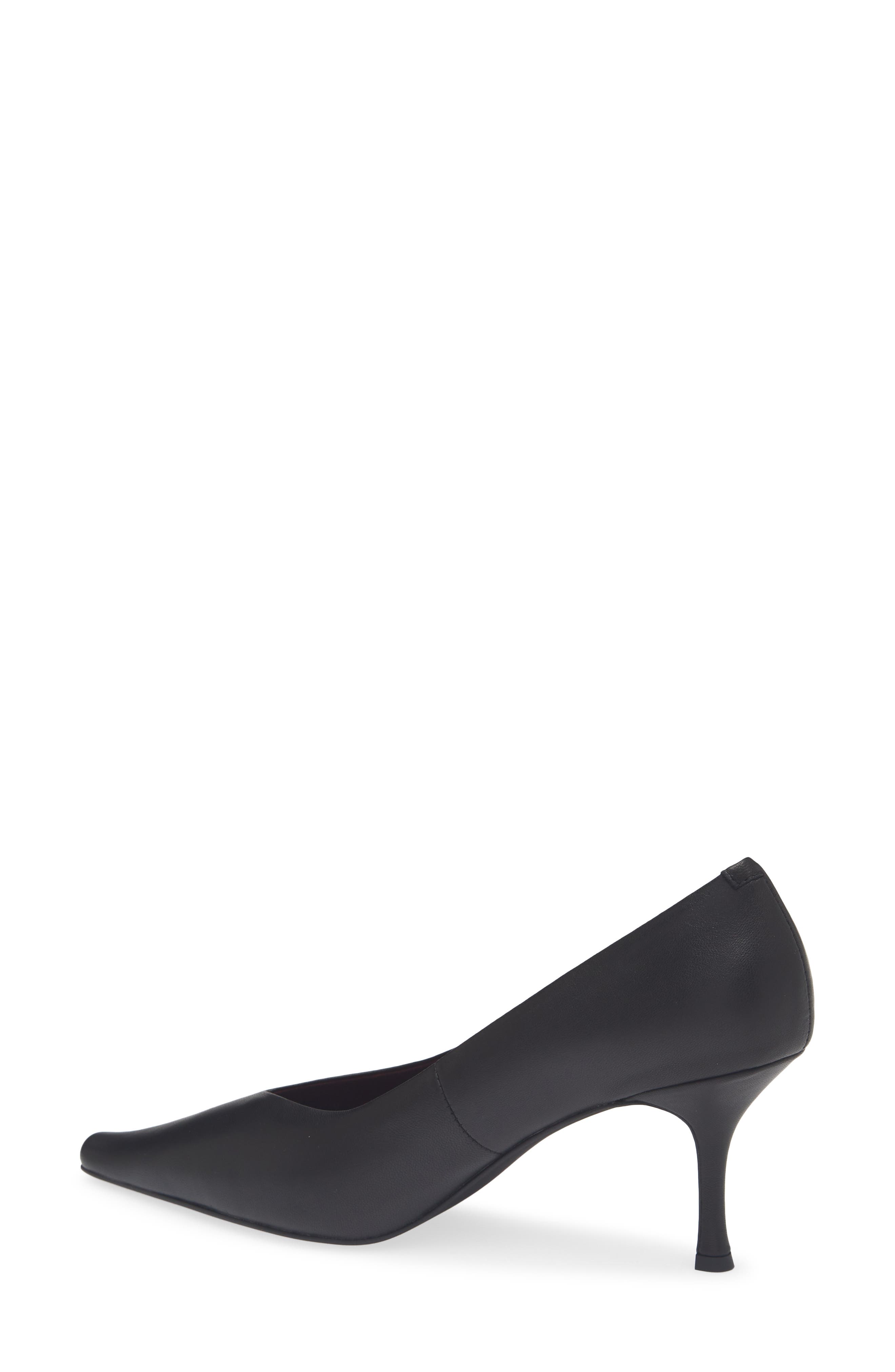 Campaign Leather Pointed Toe Pump, Alternate, color, BLACK
