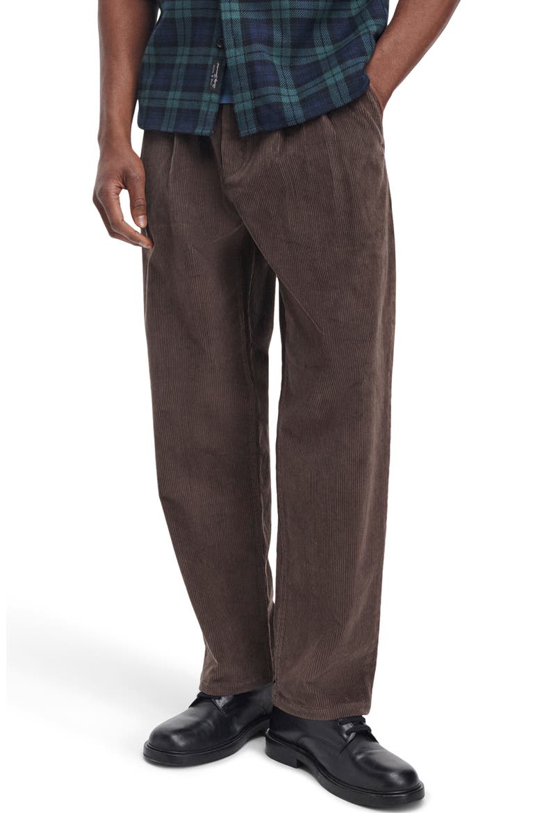 Pleated Corduroy Baggy Chino Pants, Main, color, BROWN