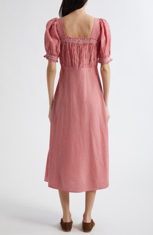 Mille Nicolette Gingham Puff Sleeve Cotton Sundress In Pink