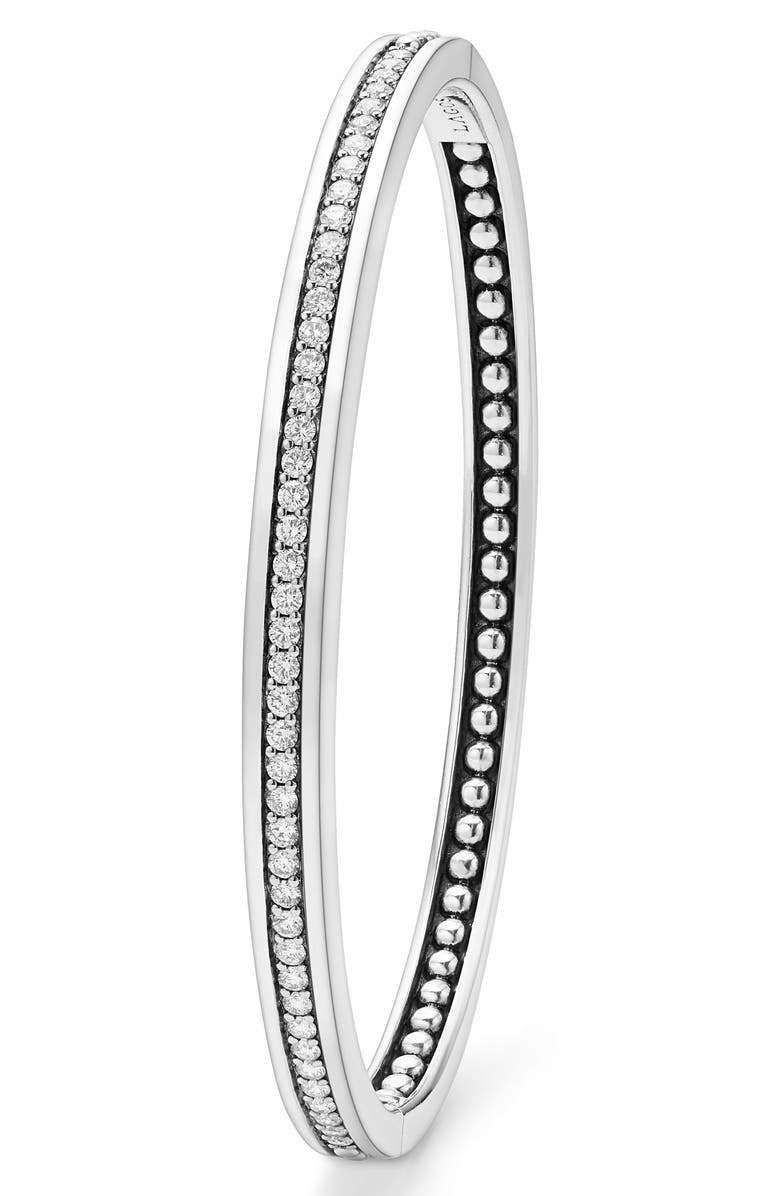 LAGOS Caviar Spark Diamond Bangle Bracelet, Alternate, color, Silver