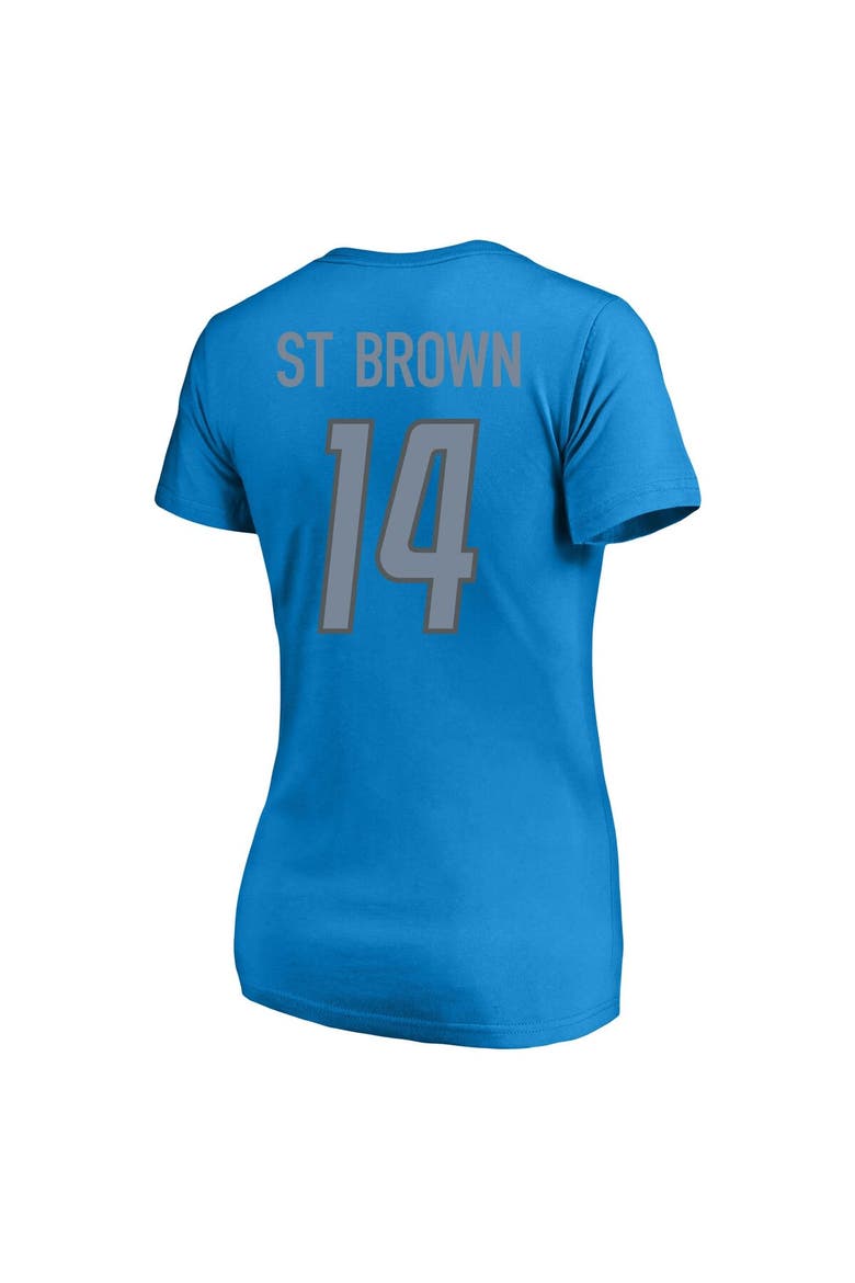 Women's Amon-Ra St. Brown Blue Detroit Lions Plus Size Fair Catch Name & Number V-Neck T-Shirt, Alternate, color, Blue