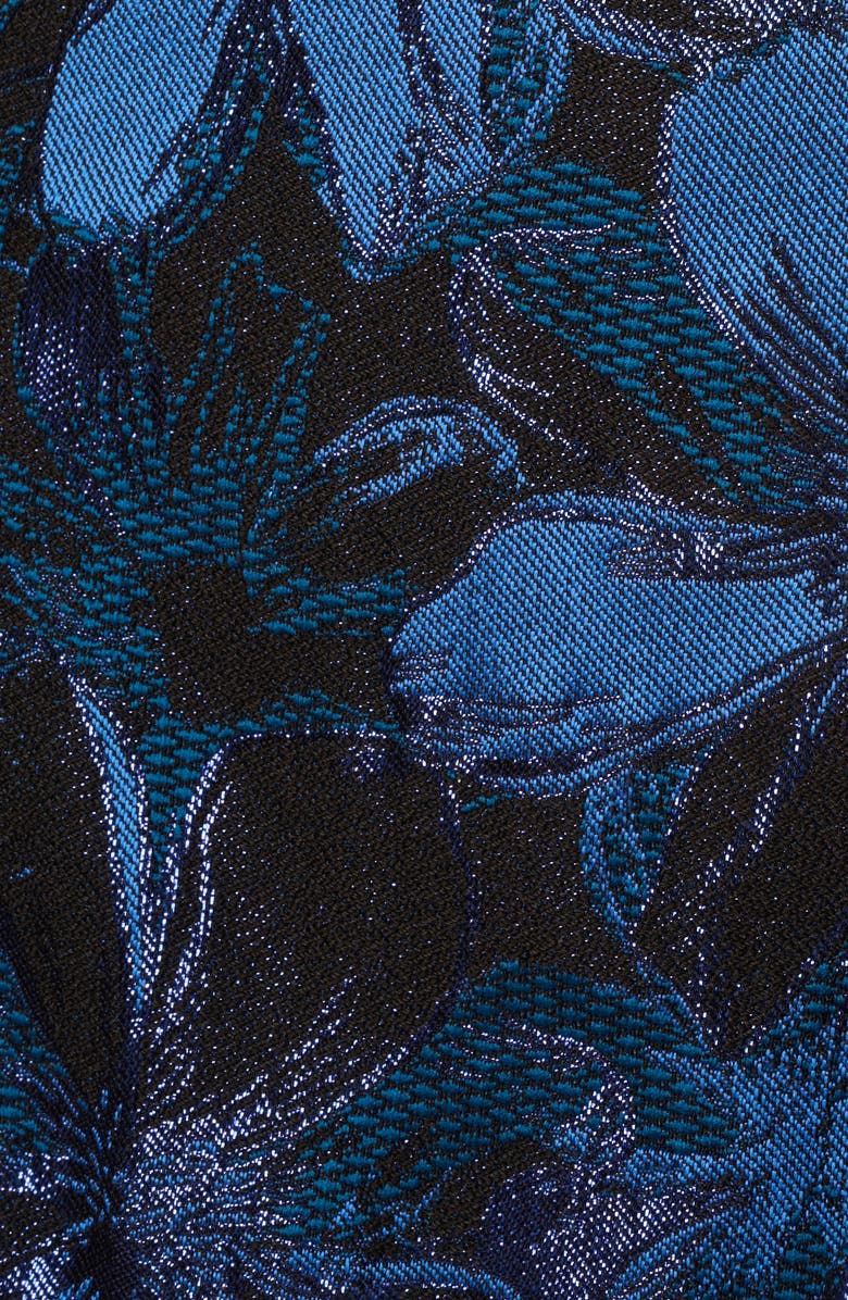 Adrianna Papell Metallic Floral Jacquard Off the Shoulder Gown, Alternate, color, Blue Multi