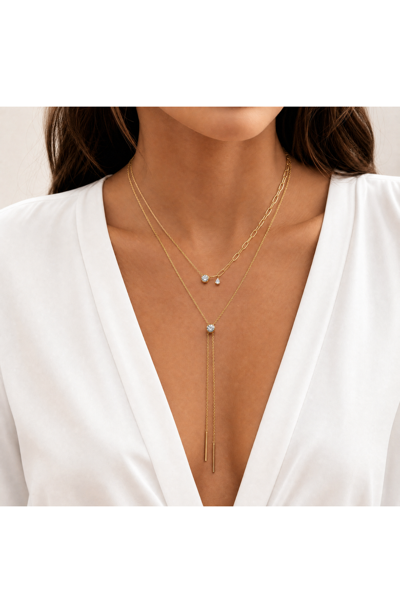 BY ADINA EDEN Dainty Stone Accent Necklace, Alternate, color, Gold