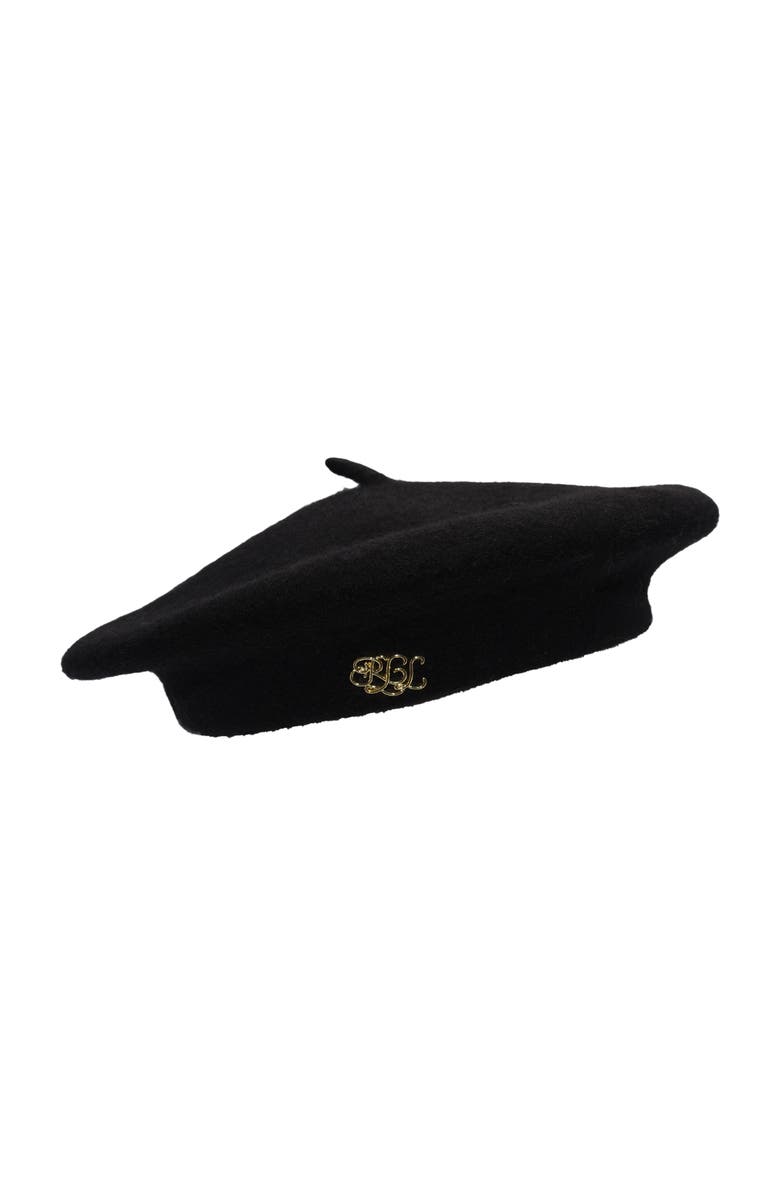 Lauren Ralph Lauren Classic Wool Beret With Script Logo, Main, color, Black