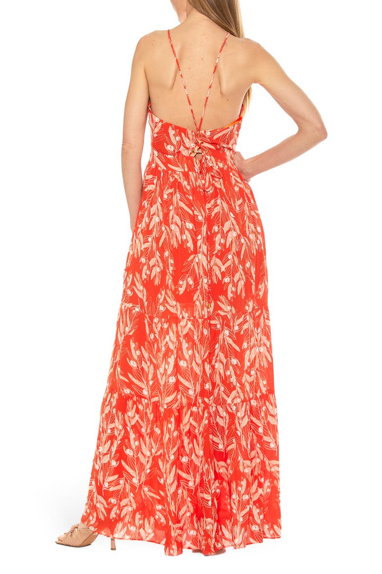 Kira Ruffled Halter Neck Maxi Dress, Alternate, color, ORANGE ETCHED