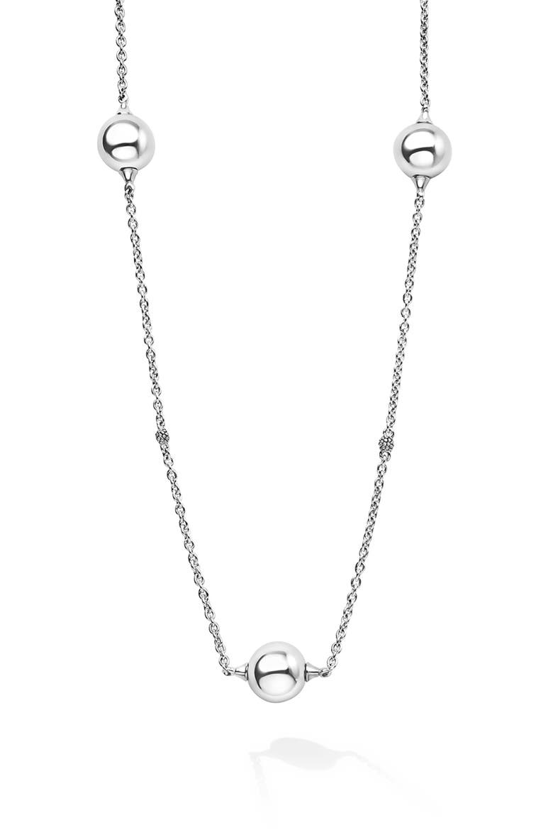 Caviar Bubble Station Necklace, Alternate, color, SILVER
