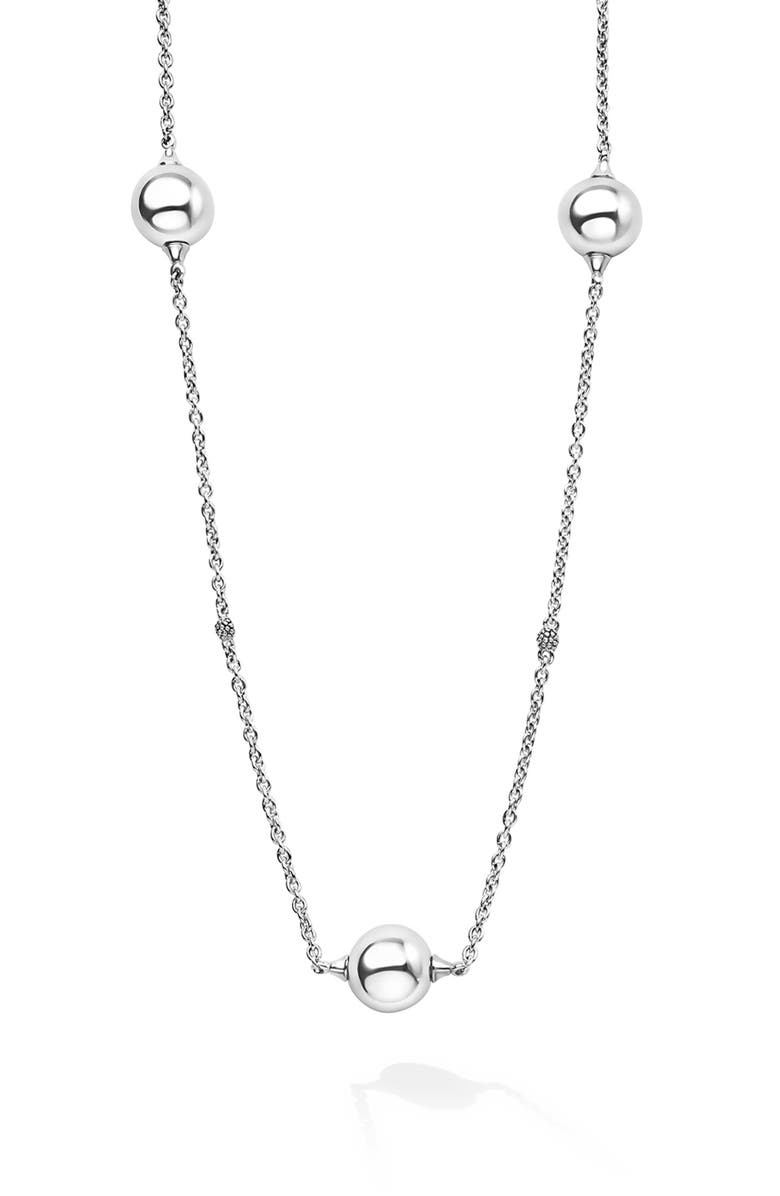 LAGOS Caviar Bubble Station Necklace, Alternate, color, Silver