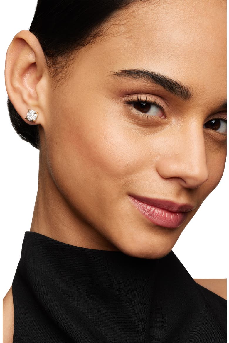 Chatelaine® Stud Earrings in 18K Gold & Pavé Diamonds, Alternate, color, DIAMOND