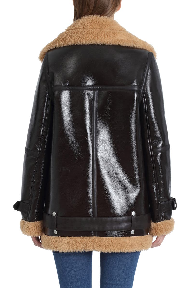 Avec Les Filles Faux Shearling Biker Jacket, Alternate, color,