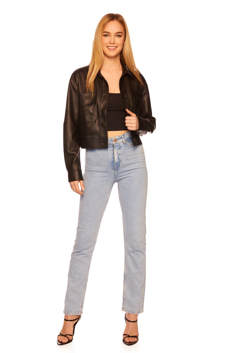 Susana Monaco Faux Leather Crop Cargo Jacket, Alternate, color, 