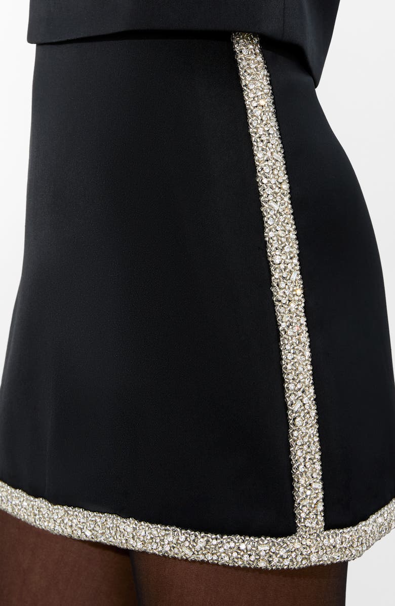 Alice + Olivia Riley Embellished A-Line Miniskirt, Alternate, color, Black