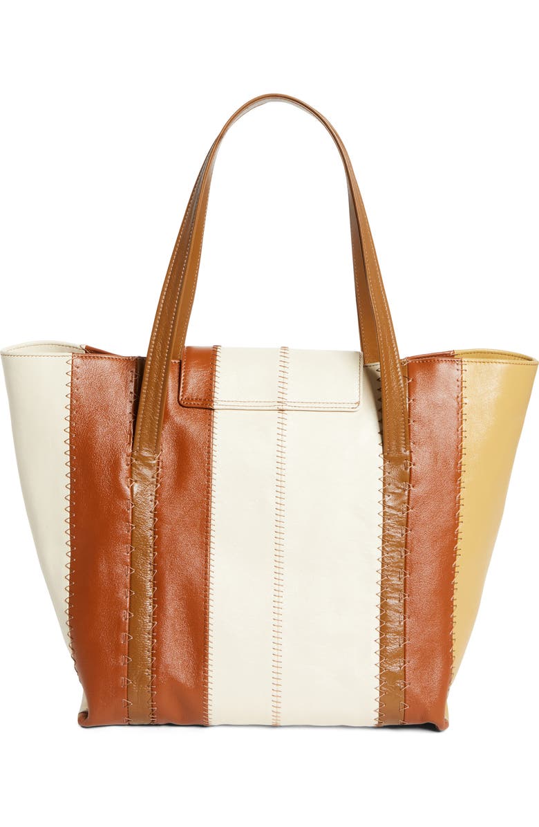 Marni Stripe Leather Tote, Alternate, color, White Combo