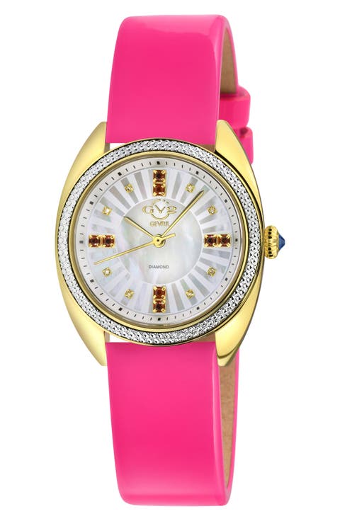 Palermo Diamond Leather Strap Watch, 35mm - 0.04ct.