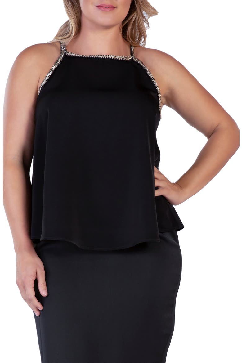 Metallic Trim Tank, Alternate, color, BLACK