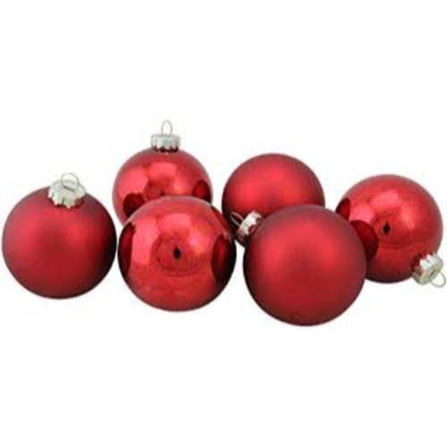 Northlight 2-finish Glass Ball Christmas Ornaments In Red