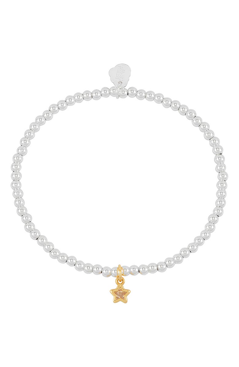 Estella Bartlett Sienna Cubic Zirconia Star Beaded Stretch Bracelet, Alternate, color, Gold And Silver
