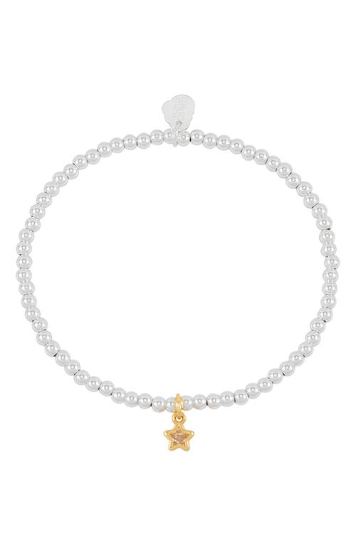 Estella Bartlett Sienna Cubic Zirconia Star Beaded Stretch Bracelet In Metallic