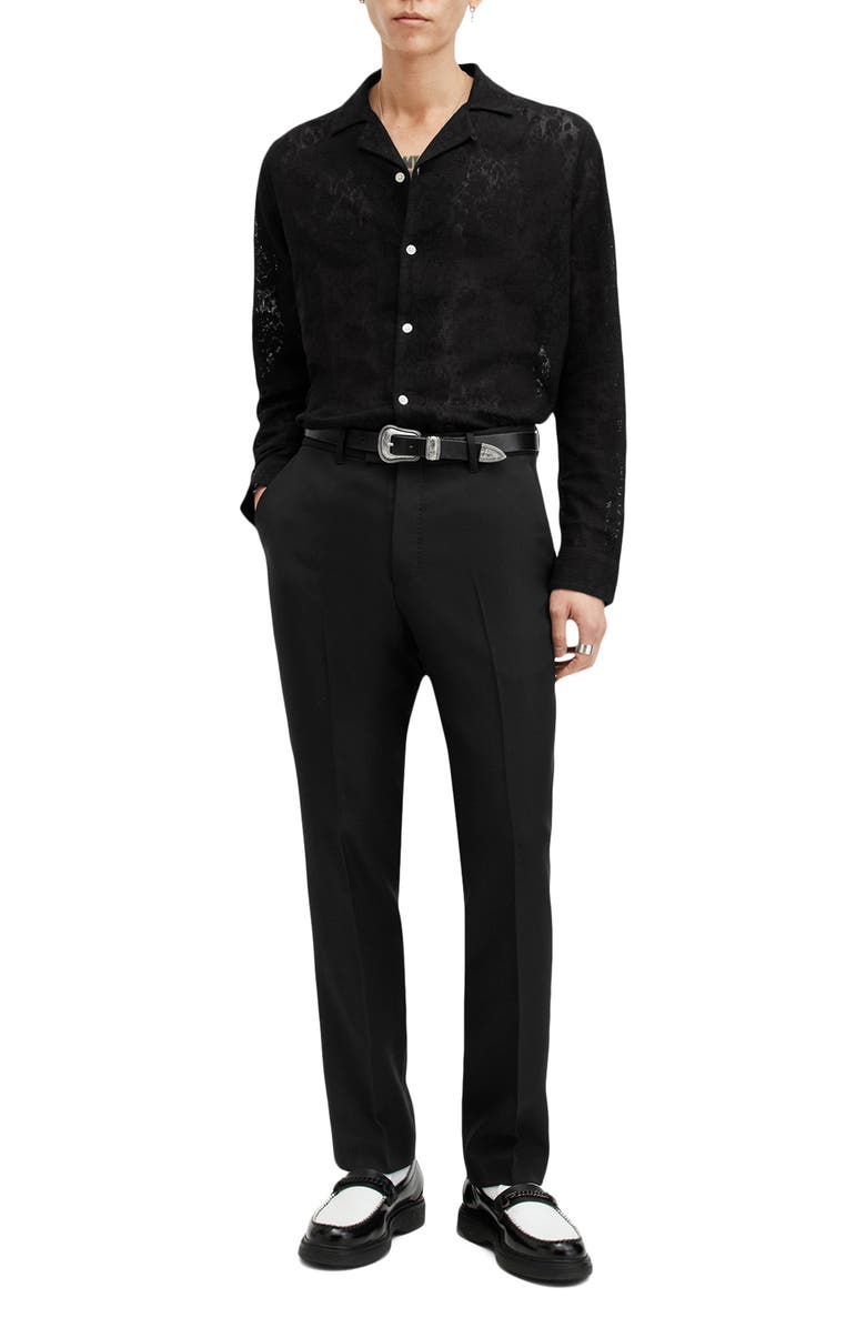 AllSaints Okesa Floral Cotton Lace Button Up Shirt, Alternate, color, 