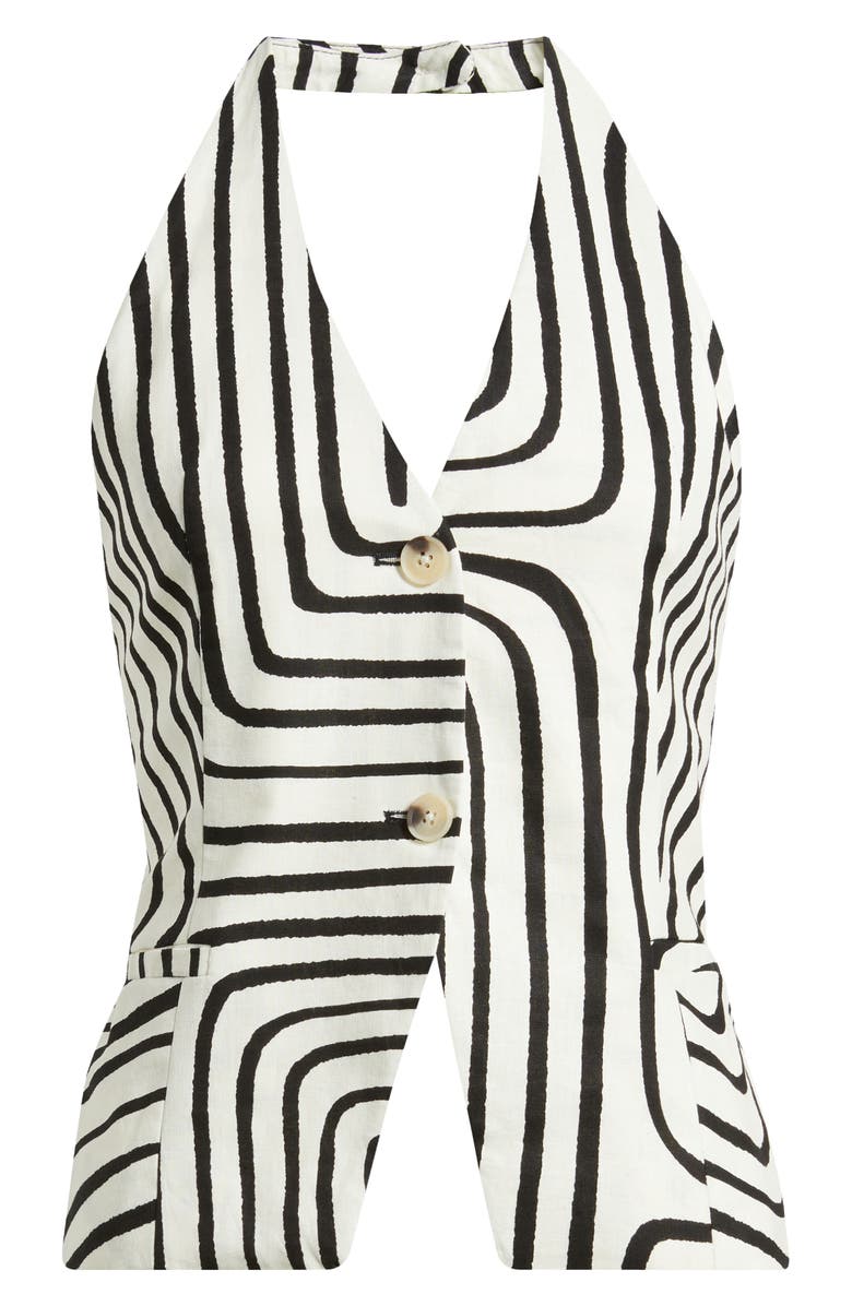 MANGO Doty Linen & Cotton Halter Top, Alternate, color, Ecru