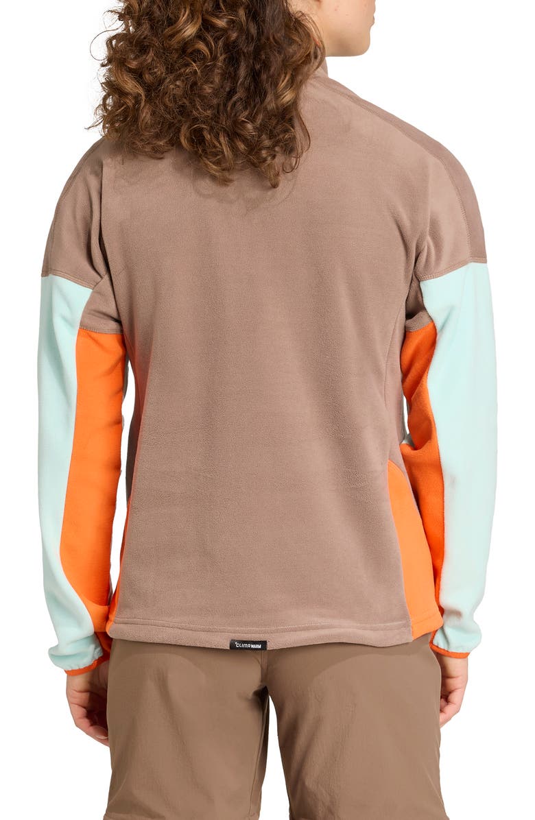 adidas Terrex Half Zip Fleece Jacket, Alternate, color, Brown/ Aqua/ Impact Orange