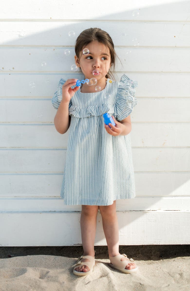Pehr Kids' Ruffle Organic Cotton Seersucker Dress, Alternate, color,
