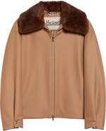 Herno Faux Fur Collar Wool Blend Jacket